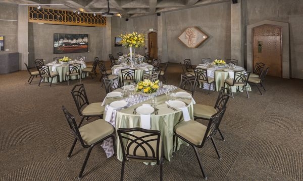 View of tables in Gates Hall