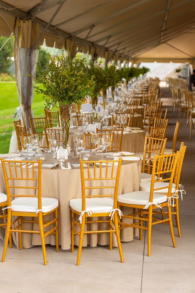 Tables set up at the amphitheater during the day