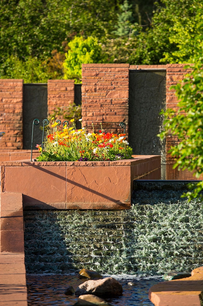 A waterfall that is going down stairs