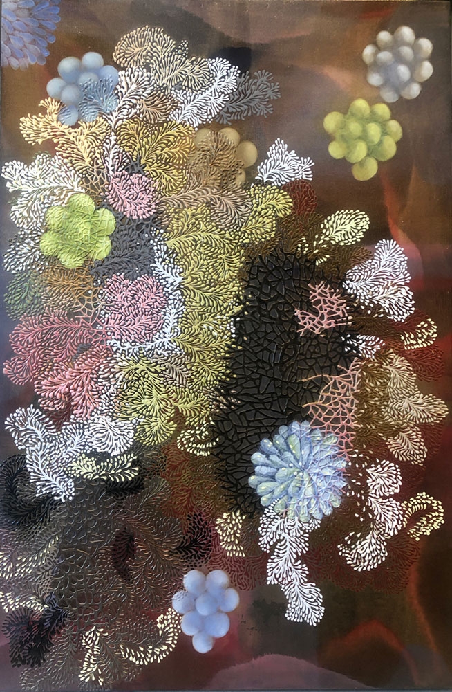 Jody Guralnick, Hyphae, 2020, oil and acrylic on panel. © Jody Guralnick.