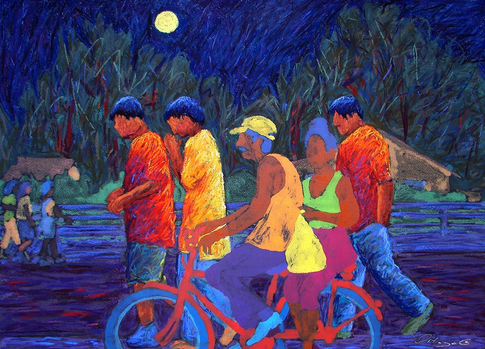 Tony Ortega,  La Noche de la Luna, 2015, pastel over monotype on paper. © Tony Ortega.