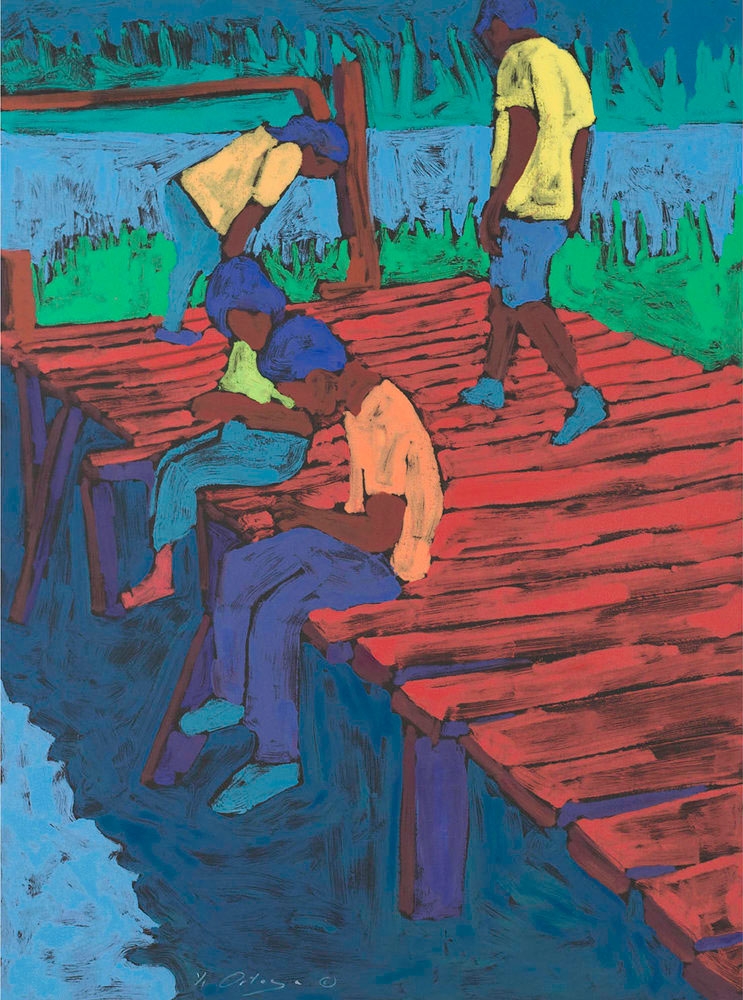 Tony Ortega, Ponerse Trucha, 2012, monotype on paper. © Tony Ortega.