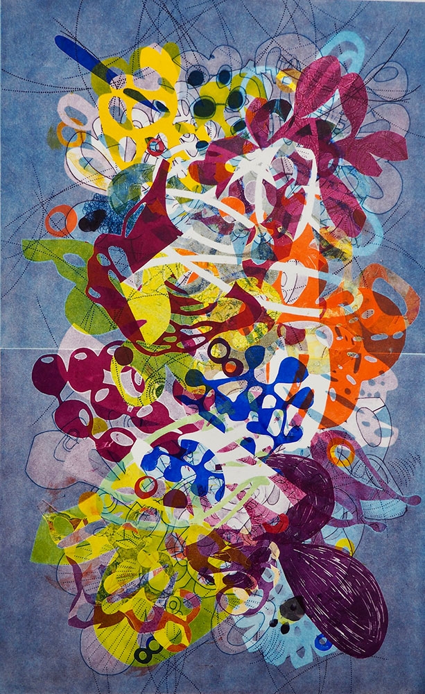 Taiko Chandler, On and On (T12020), oil monoprint with stencils (diptych), 2020. © Taiko Chandler.