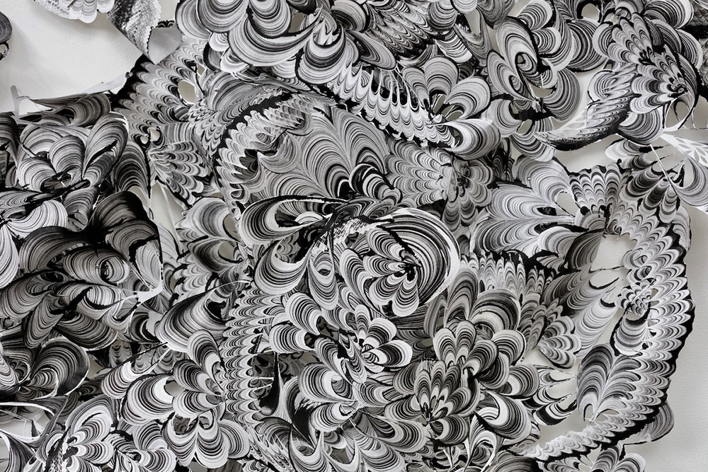 Taiko Chandler, Undulating #1 (detail), cut and assembled monotype print on Tyvek, 2019. © Taiko Chandler. 