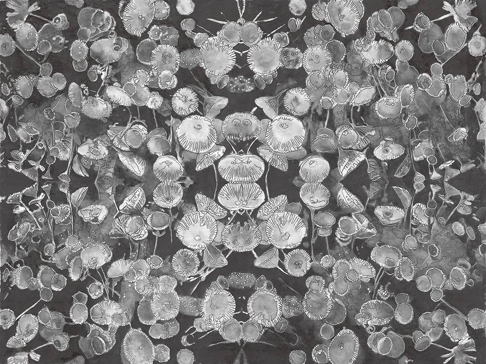 Laura Ahola- Young, "Mermaids Teacup," graphite on board, 2021.