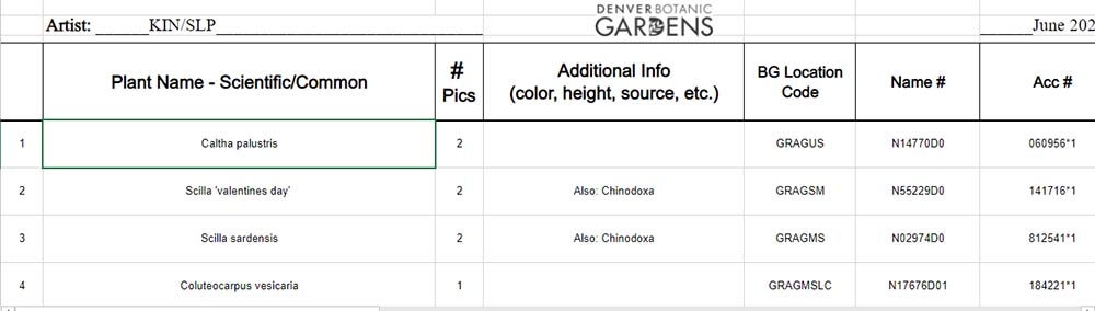 specimen spreadsheet