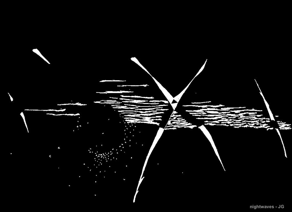 Jessi Harvey, graphic score for “nightwaves”, graphite, ink and digital media, composition for any instrumentation, 2021. 