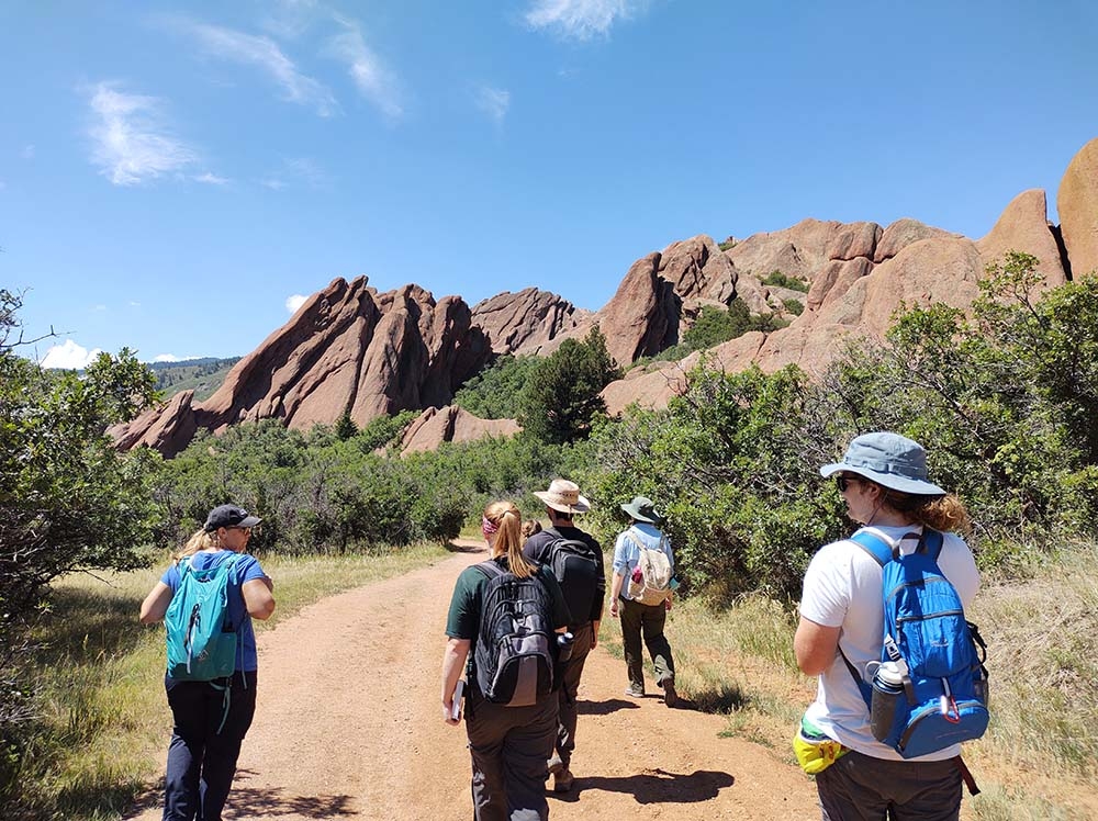 Intern group on a trail