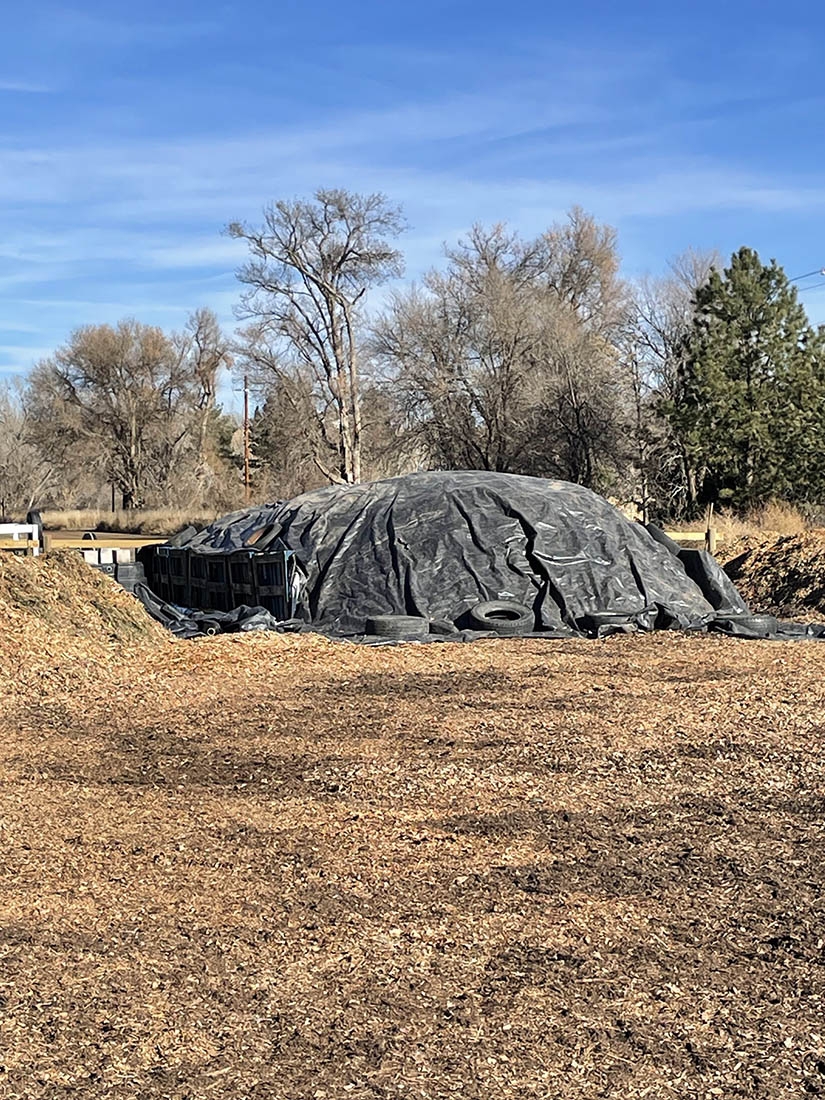 Compost pile under tarp