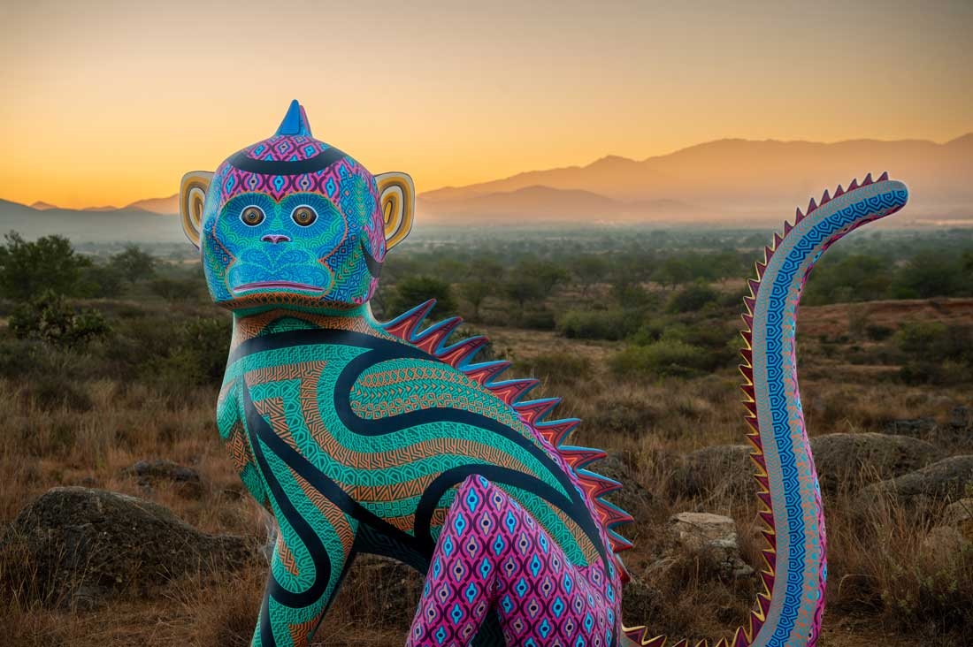 Jacobo and María Ángeles, "Monkey-Iguana," fiberglass and acrylic paint, 2024. 