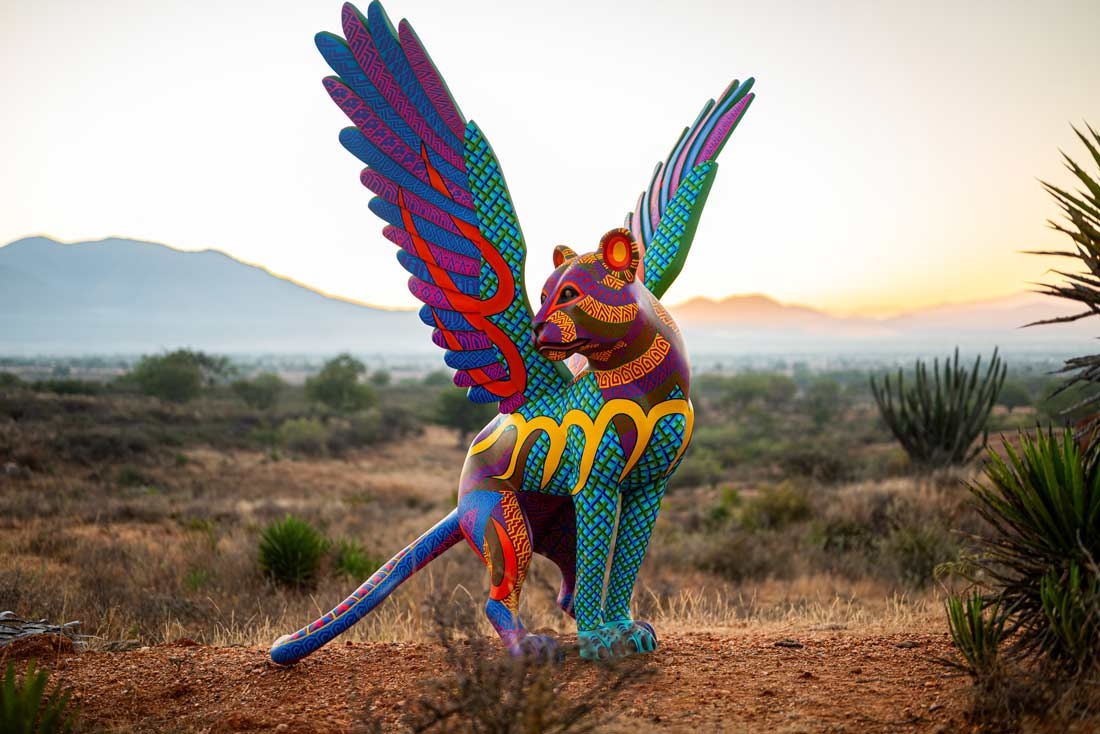 Jacobo and María Ángeles, "Jaguar-Eagle," fiberglass and acrylic paint, 2024.