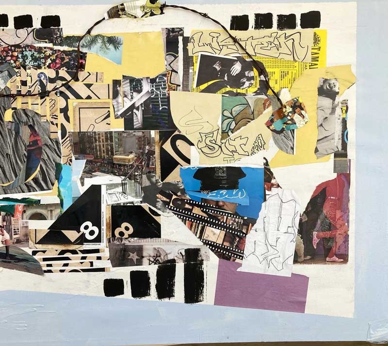 Devin Urioste, "Black" (detail), mixed media, 2022.