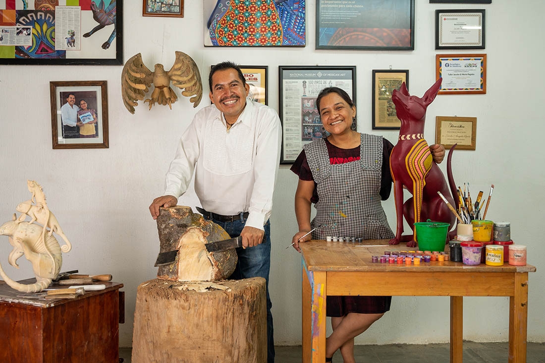 Two artists in their workshop
