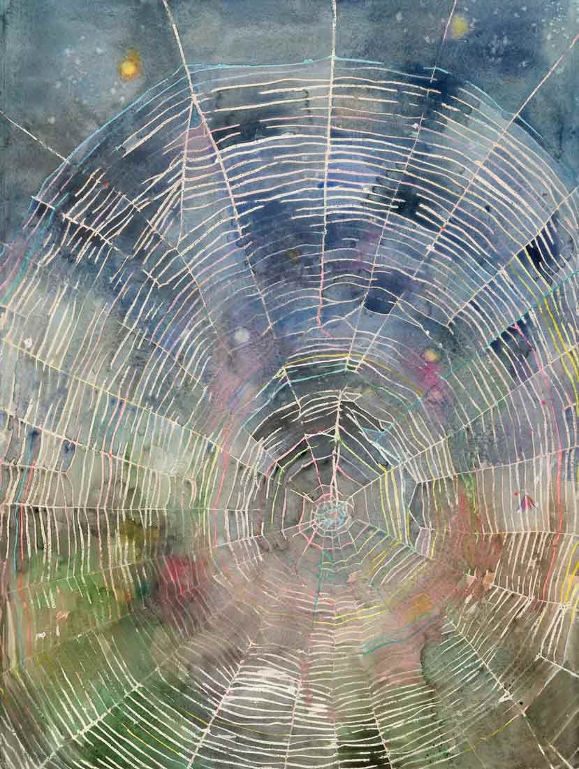 Laura Ball, "Blue Web," watercolor, 2024. Artwork © Laura Ball. Photo by Chrome Digital.