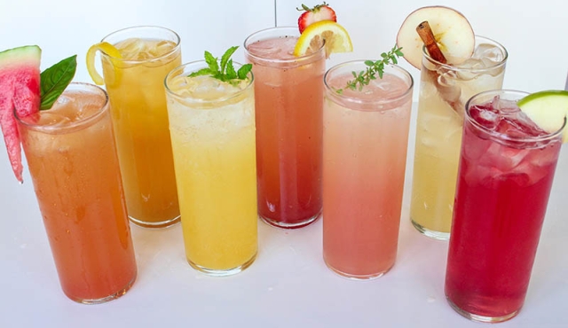 Colorful juice sodas