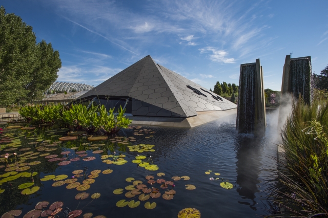 Image of the science pyramid near the water