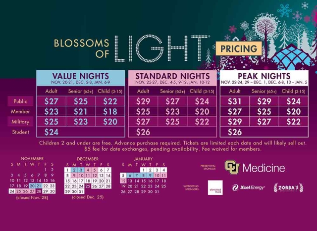 2024 Blossoms of Light pricing 